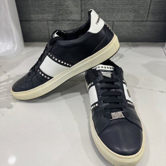 PHILIPP PLEIN Leather Studs Lo-Top sneakers Black, Size 44/ US 11 - Picture 3 of 17